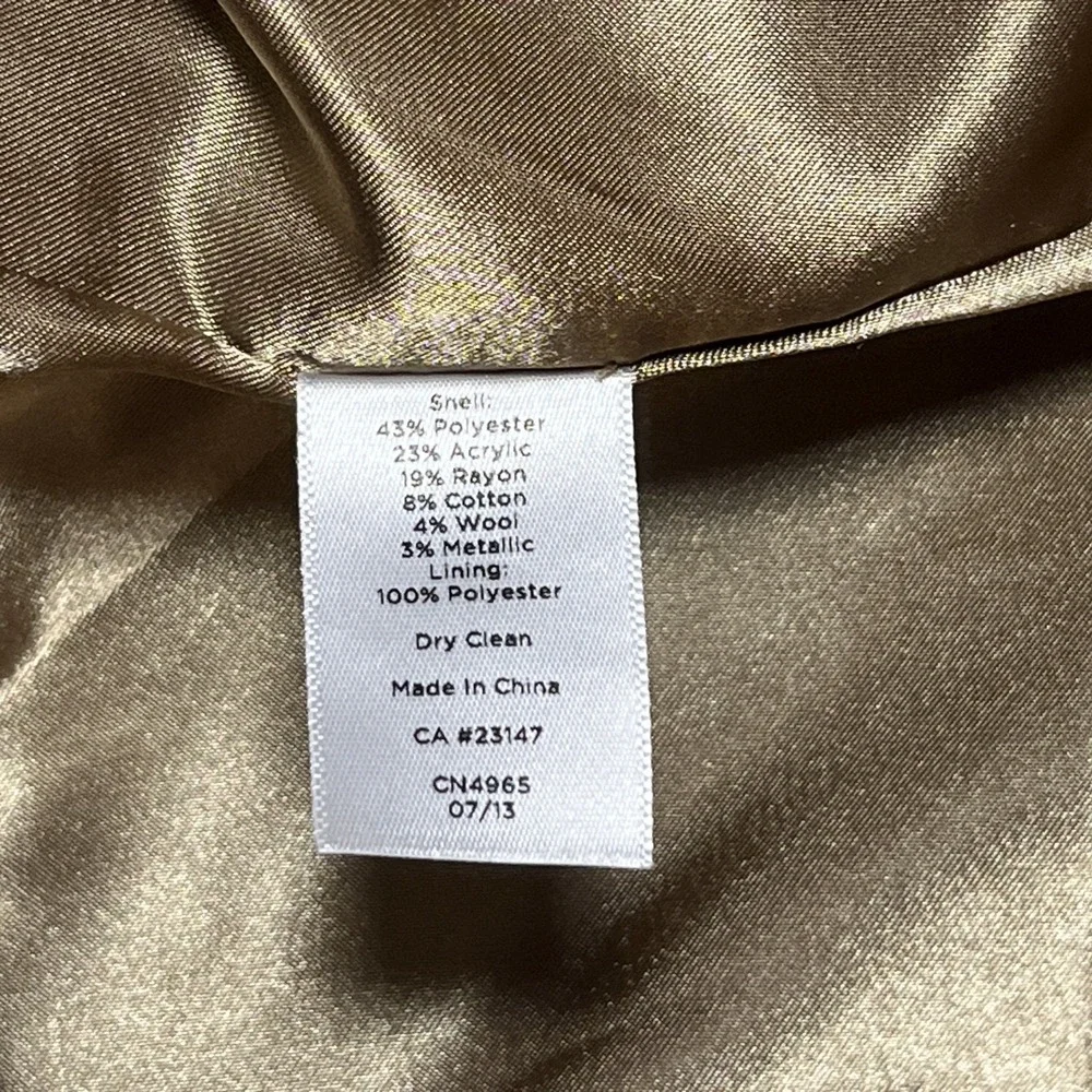 Talbots Tweed Jacket Size 12 Brown & Metallic Woven Full Zip Lined Career Blazer